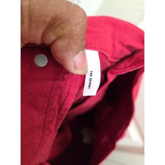 Loft Women's Red Frayed Hem Skinny Jeans Size 14/32 - Picture 8 of 9